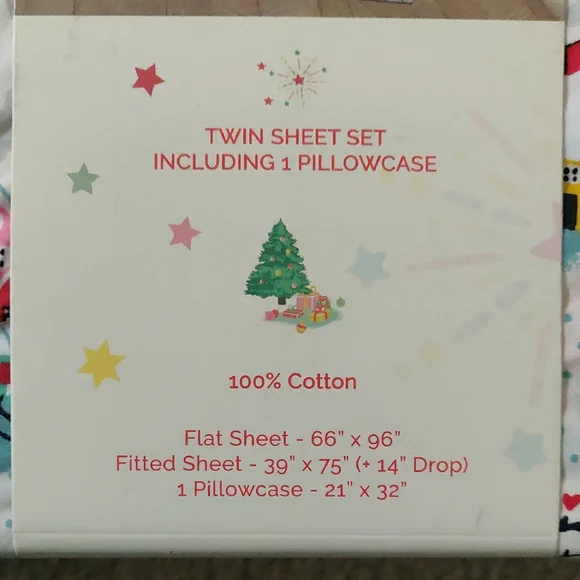 New!CATH KIDSTON London SHINE BRIGHT Cream CHRISTMAS VILLAGE Twin SHEET SET 3PC